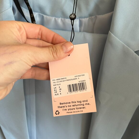 Missguided Tall Two Piece Suit Set blazer & pants in blue - Picture 3 of 6